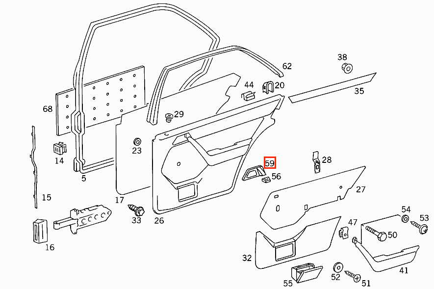 Mercedes W124 W124 Interior Door Handle Assembly Abdeckung With Electrically Adjustable Seat links/rechts A1247600120 / A1247600220