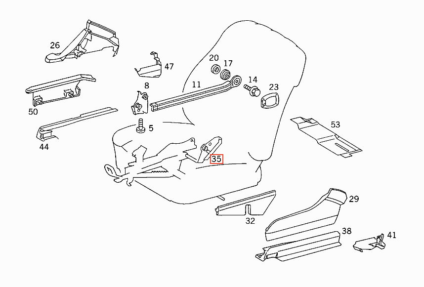 Mercedes W124 / W201 W124 W201 Seat Abdeckung links/rechts A2019192720 / A2019192820