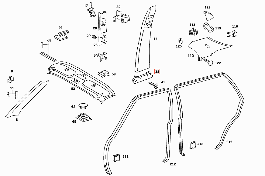 Mercedes W126 W126 B-pillar Verkleidung Abdeckung links/rechts A1266920122 / A1266920222
