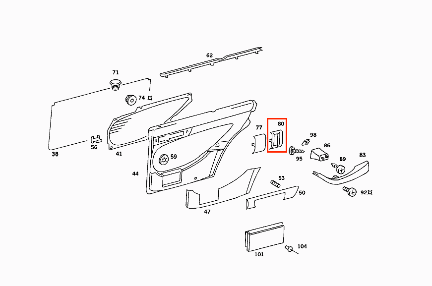Mercedes W126 Rear Window Door Single Switch Verkleidung Abdeckung links/rechts A1267660391 / A1267660491