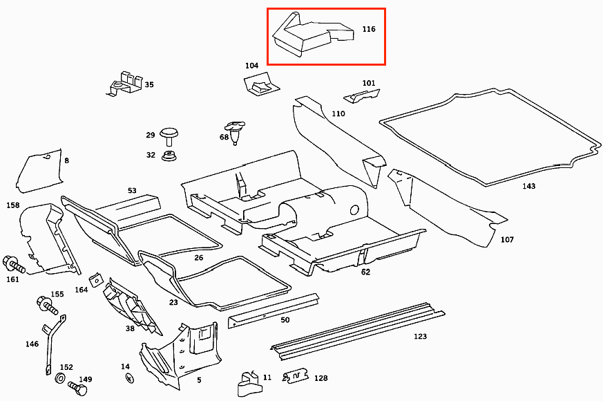 Mercedes W126 W126 Seat Rail Abdeckung links/rechts All Color (1266849518, 1266840718 SEC SE SEL)