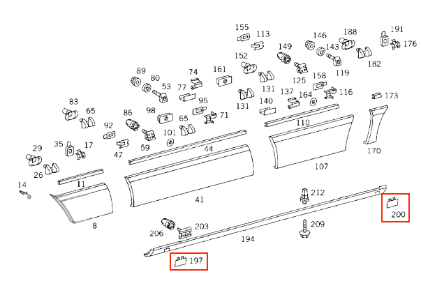 Mercedes W126 / C126 SEC Side Skirt Jacking Point Abdeckkappe Set Of 4 Primed A1266980130 / A1266980230 / A1266980330 / A1266980430