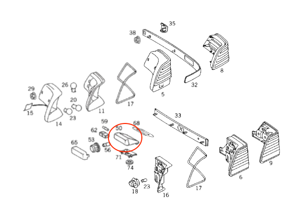 Mercedes W140 W140 Additional Stop Lamp Light Repair Kit A14082018565