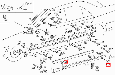 Mercedes W140 W140 Jacking Point Abdeckung Set Of 4 Primed HWA1406980130