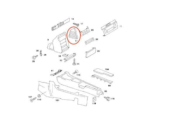 Mercedes W201 W201 Center Console Vent Grill links/rechts RH A2016801317 / A2016801417