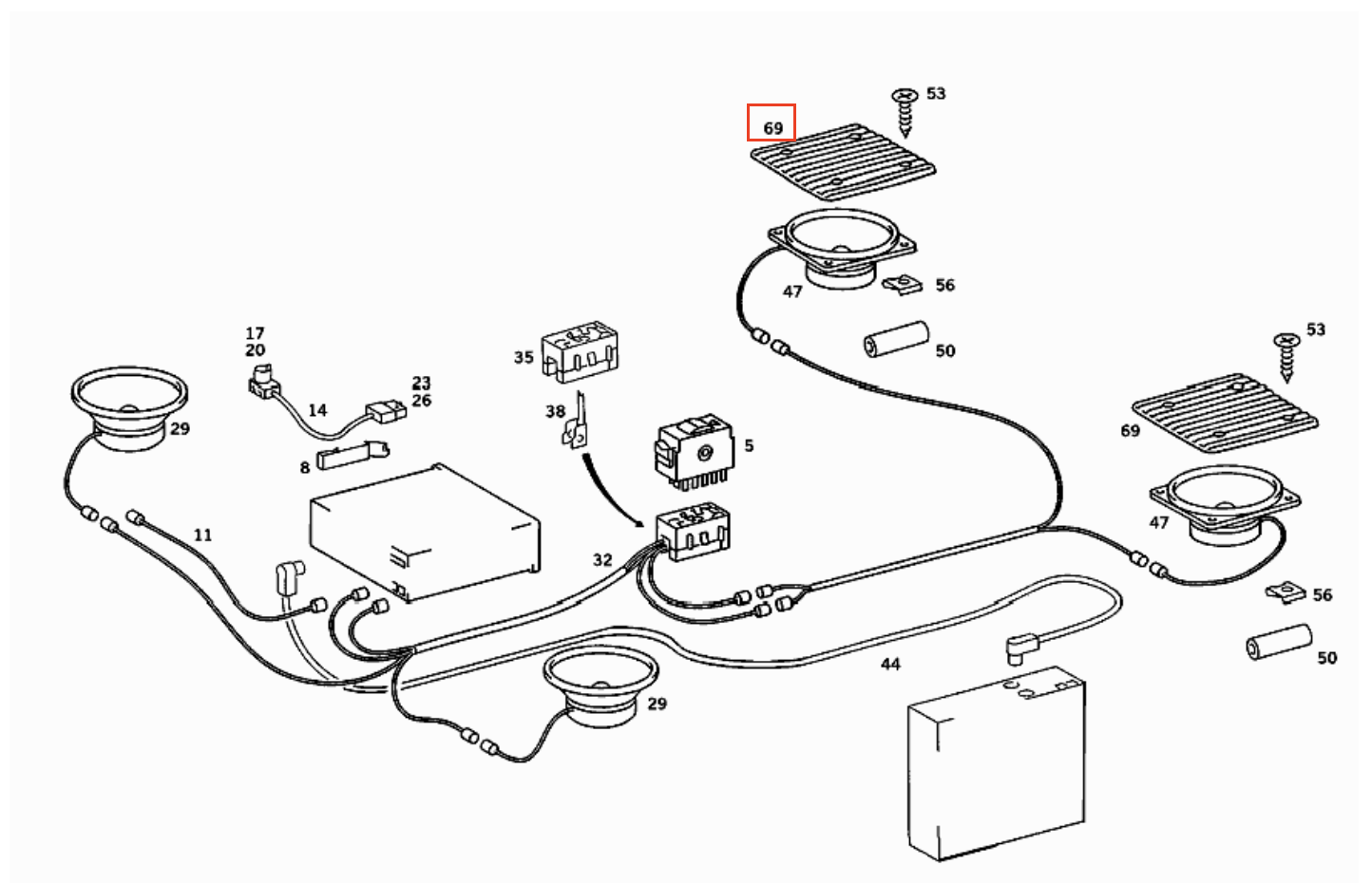 Mercedes W201 Rear Loudspeaker Abdeckung A2018200012