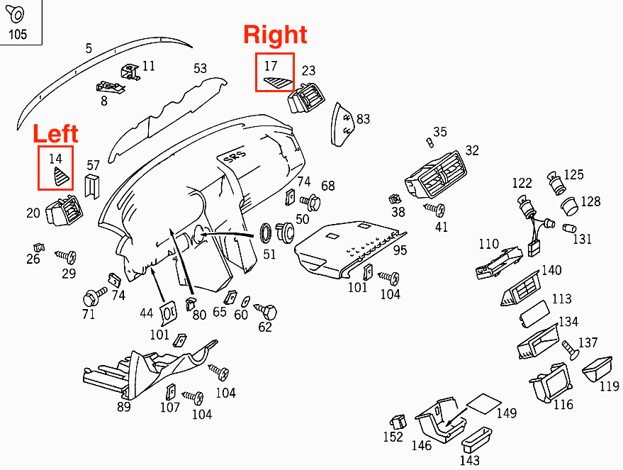 Mercedes W202 W202 Dashboard Loud Speaker Tweeter Abdeckung links/rechts All Color A2026800336 / A2026800436