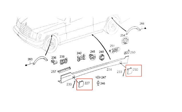Mercedes W202 Jacking Point Abdeckkappe Set Of 4 Primed A2026982330 / A2026982430 / A2026982530 / A2026982630